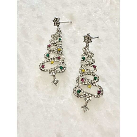 Cubic zirconia dangle Christmas tree earrings ￼ - Picture 1 of 2